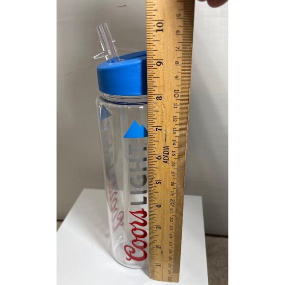 Coors Light Water Bottle 30 Oz Promotional BPA-Free Plastic Clear Blue Lid - Picture 4 of 6